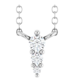 88766 Necklace Sterling Silver Set 3-Stone Natural Diamond Round 2 Mm Natural Diamond I1, G-H 0.025 Ctw 18 In Polished .05 Ctw Natural Diamond Graduated Bar Necklace