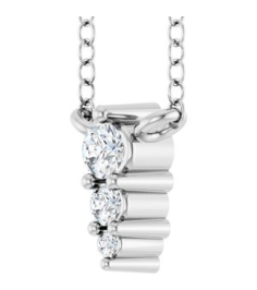 88766 Necklace Sterling Silver Set 3-Stone Natural Diamond Round 2 Mm Natural Diamond I1, G-H 0.025 Ctw 18 In Polished .05 Ctw Natural Diamond Graduated Bar Necklace