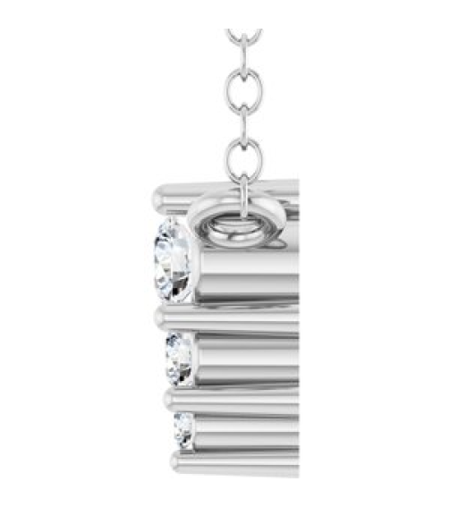 88766 Necklace Sterling Silver Set 3-Stone Natural Diamond Round 2 Mm Natural Diamond I1, G-H 0.025 Ctw 18 In Polished .05 Ctw Natural Diamond Graduated Bar Necklace