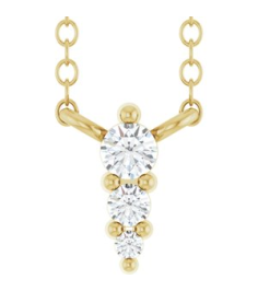 88766 Necklace 14K Yellow Set 3-Stone Natural Diamond Round 2 Mm Natural Diamond I1, G-H 0.025 Ctw 18 In Polished .05 Ctw Natural Diamond Graduated Bar Necklace