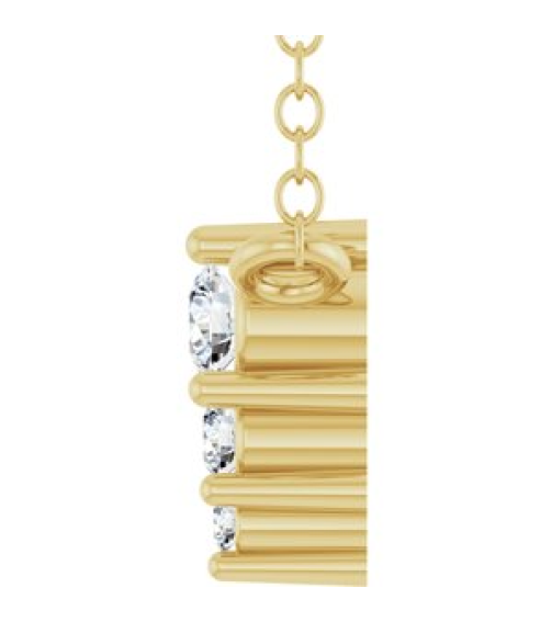 88766 Necklace 14K Yellow Set 3-Stone Lab-Grown Diamond Round 2 Mm Lab-Grown Diamond Si1-Si2, G-H 0.025 Ctw 18 In Polished .05 Ctw Lab-Grown Diamond Graduated Bar Necklace