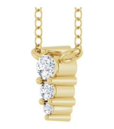88766 Necklace 14K Yellow Set 3-Stone Lab-Grown Diamond Round 2 Mm Lab-Grown Diamond Si1-Si2, G-H 0.025 Ctw 18 In Polished .05 Ctw Lab-Grown Diamond Graduated Bar Necklace