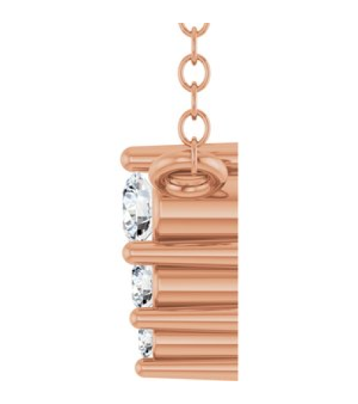 88766 Necklace 14K Rose Set 3-Stone Lab-Grown Diamond Round 2 Mm Lab-Grown Diamond Si1-Si2, G-H 0.025 Ctw 18 In Polished .05 Ctw Lab-Grown Diamond Graduated Bar Necklace