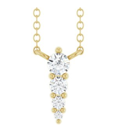 88766 Necklace 14K Yellow Set 4-Stone Natural Diamond Round 2.5 Mm Natural Diamond I1, G-H 0.05 Ctw 18 In Polished 18 Ctw Natural Diamond Graduated Bar Necklace
