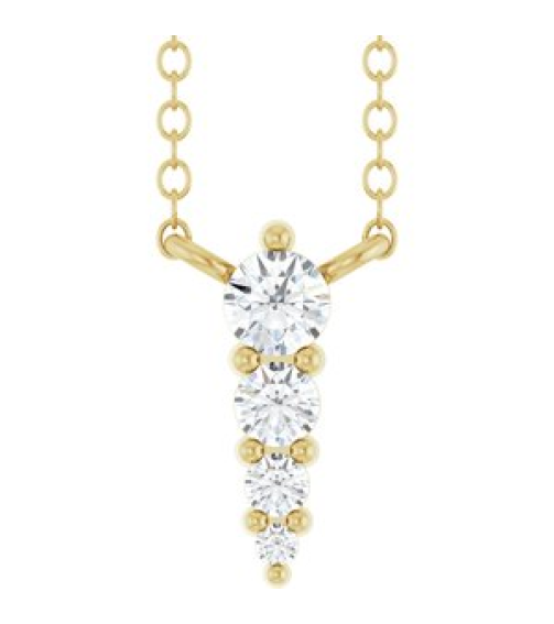 88766 Necklace 14K Yellow Set 4-Stone Natural Diamond Round 2.5 Mm Natural Diamond I1, G-H 0.05 Ctw 18 In Polished 18 Ctw Natural Diamond Graduated Bar Necklace