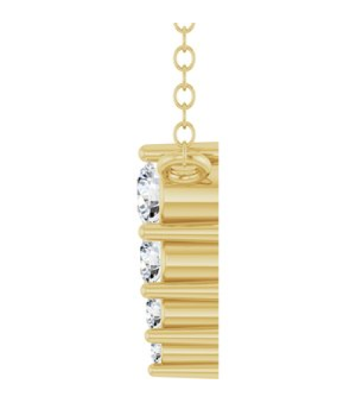 88766 Necklace 14K Yellow Set 4-Stone Natural Diamond Round 2.5 Mm Natural Diamond I1, G-H 0.05 Ctw 18 In Polished 18 Ctw Natural Diamond Graduated Bar Necklace