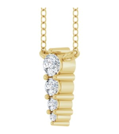 88766 Necklace 14K Yellow Set 4-Stone Natural Diamond Round 2.5 Mm Natural Diamond I1, G-H 0.05 Ctw 18 In Polished 18 Ctw Natural Diamond Graduated Bar Necklace