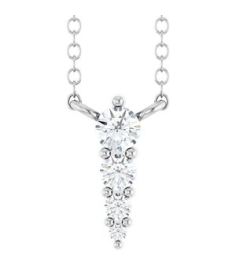 88766 Necklace Sterling Silver Set 4-Stone Natural Diamond Round 2.5 Mm Natural Diamond I1, G-H 0.05 Ctw 18 In Polished 18 Ctw Natural Diamond Graduated Bar Necklace