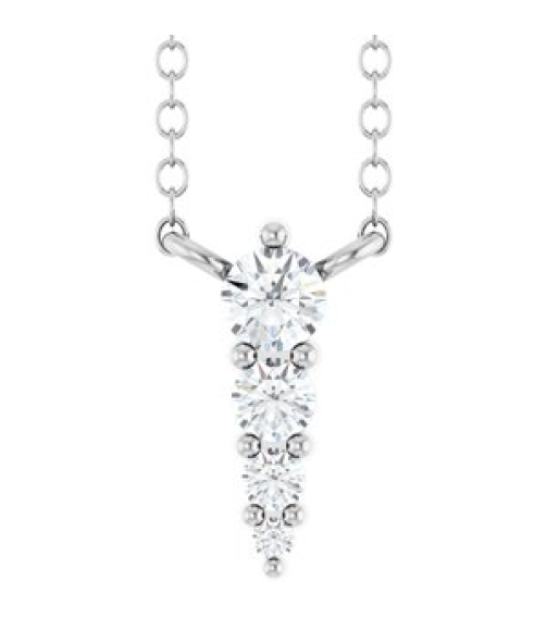 88766 Necklace Sterling Silver Set 4-Stone Natural Diamond Round 2.5 Mm Natural Diamond I1, G-H 0.05 Ctw 18 In Polished 18 Ctw Natural Diamond Graduated Bar Necklace