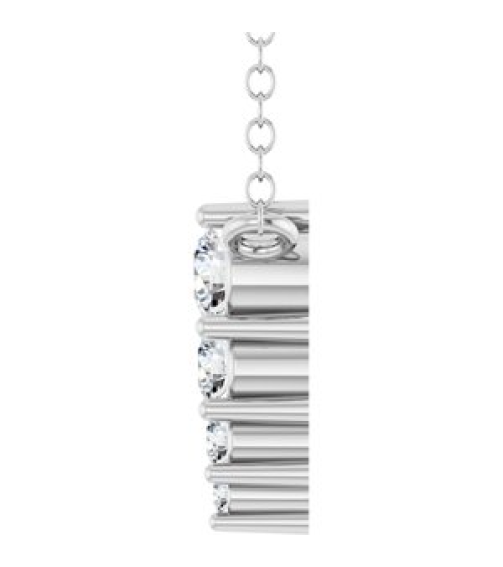 88766 Necklace Sterling Silver Set 4-Stone Natural Diamond Round 2.5 Mm Natural Diamond I1, G-H 0.05 Ctw 18 In Polished 18 Ctw Natural Diamond Graduated Bar Necklace