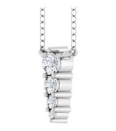 88766 Necklace Sterling Silver Set 4-Stone Natural Diamond Round 2.5 Mm Natural Diamond I1, G-H 0.05 Ctw 18 In Polished 18 Ctw Natural Diamond Graduated Bar Necklace