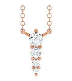 88766 Necklace 14K Rose Set 4-Stone Natural Diamond Round 2.5 Mm Natural Diamond I1, G-H 0.05 Ctw 18 In Polished 18 Ctw Natural Diamond Graduated Bar Necklace