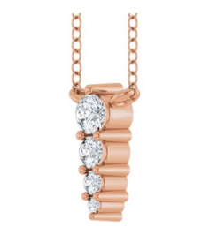 88766 Necklace 14K Rose Set 4-Stone Natural Diamond Round 2.5 Mm Natural Diamond I1, G-H 0.05 Ctw 18 In Polished 18 Ctw Natural Diamond Graduated Bar Necklace