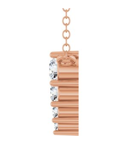 88766 Necklace 14K Rose Set 4-Stone Lab-Grown Diamond Round 2.5 Mm Lab-Grown Diamond Si1-Si2, G-H 0.05 Ctw 18 In Polished 18 Ctw Lab-Grown Diamond Graduated Bar Necklace
