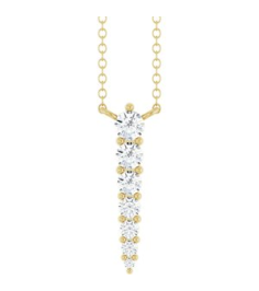 88766 Necklace 14K Yellow Set 7-Stone Natural Diamond Round 2.75 Mm Natural Diamond I1, G-H 16 Ctw 18 In Polished 14 Ctw Natural Diamond Graduated Bar Necklace