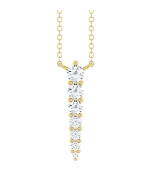 88766 Necklace 14K Yellow Set 7-Stone Natural Diamond Round 2.75 Mm Natural Diamond I1, G-H 16 Ctw 18 In Polished 14 Ctw Natural Diamond Graduated Bar Necklace