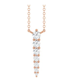 88766 Necklace 14K Rose Set 7-Stone Natural Diamond Round 2.75 Mm Natural Diamond I1, G-H 16 Ctw 18 In Polished 14 Ctw Natural Diamond Graduated Bar Necklace