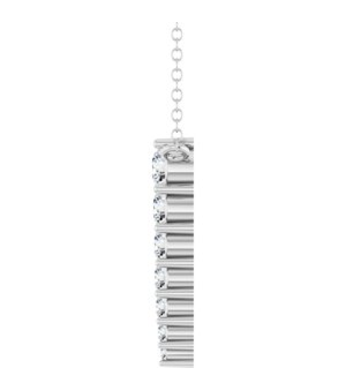 88766 Necklace Sterling Silver Set 7-Stone Natural Diamond Round 2.75 Mm Natural Diamond I1, G-H 16 Ctw 16 In Polished 14 Ctw Natural Diamond Graduated Bar Necklace
