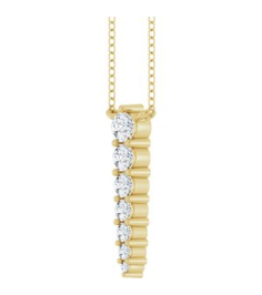 88766 Necklace 14K Yellow Set 7-Stone Lab-Grown Diamond Round 2.75 Mm Lab-Grown Diamond Si1-Si2, G-H 16 Ctw 16 In Polished 14 Ctw Lab-Grown Diamond Graduated Bar Necklace