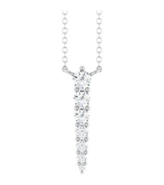 88766 Necklace Sterling Silver Set 7-Stone Lab-Grown Diamond Round 2.75 Mm Lab-Grown Diamond Si1-Si2, G-H 16 Ctw 16 In Polished 14 Ctw Lab-Grown Diamond Graduated Bar Necklace