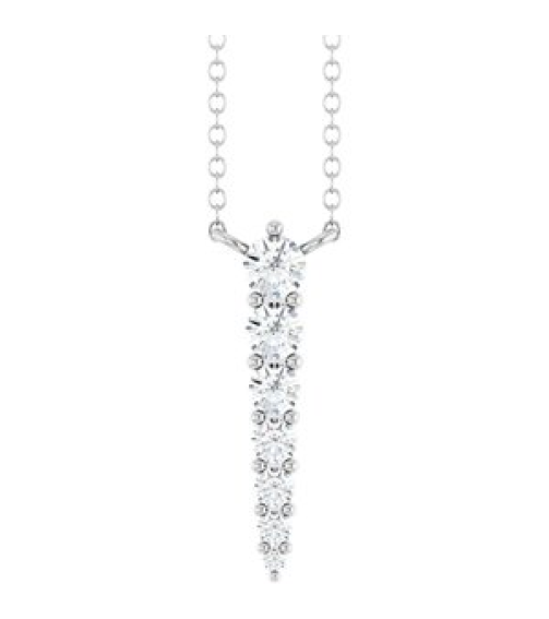 88766 Necklace Sterling Silver Set 7-Stone Lab-Grown Diamond Round 2.75 Mm Lab-Grown Diamond Si1-Si2, G-H 16 Ctw 16 In Polished 14 Ctw Lab-Grown Diamond Graduated Bar Necklace