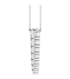 88766 Necklace Sterling Silver Set 7-Stone Lab-Grown Diamond Round 2.75 Mm Lab-Grown Diamond Si1-Si2, G-H 16 Ctw 16 In Polished 14 Ctw Lab-Grown Diamond Graduated Bar Necklace