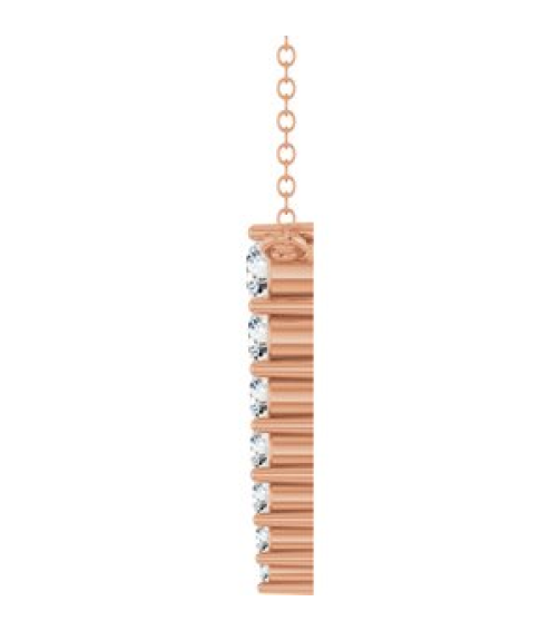 88766 Necklace 14K Rose Set 7-Stone Lab-Grown Diamond Round 2.75 Mm Lab-Grown Diamond Si1-Si2, G-H 16 Ctw 16 In Polished 14 Ctw Lab-Grown Diamond Graduated Bar Necklace