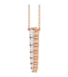 88766 Necklace 14K Rose Set 7-Stone Lab-Grown Diamond Round 2.75 Mm Lab-Grown Diamond Si1-Si2, G-H 16 Ctw 16 In Polished 14 Ctw Lab-Grown Diamond Graduated Bar Necklace