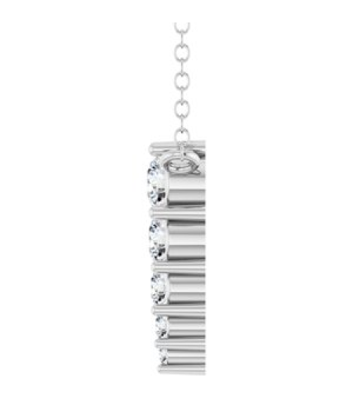 88766 Necklace Sterling Silver Set 5-Stone Natural Diamond Round 2.75 Mm Natural Diamond I1, G-H 18 Ctw 18 In Polished 15 Ctw Natural Diamond Graduated Bar Necklace
