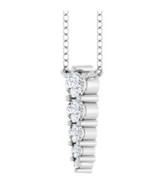88766 Necklace Sterling Silver Set 5-Stone Natural Diamond Round 2.75 Mm Natural Diamond I1, G-H 18 Ctw 18 In Polished 15 Ctw Natural Diamond Graduated Bar Necklace