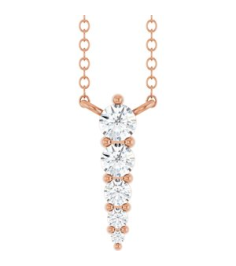 88766 Necklace 14K Rose Set 5-Stone Natural Diamond Round 2.75 Mm Natural Diamond I1, G-H 18 Ctw 18 In Polished 15 Ctw Natural Diamond Graduated Bar Necklace