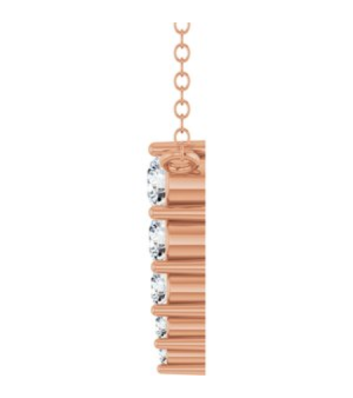 88766 Necklace 14K Rose Set 5-Stone Natural Diamond Round 2.75 Mm Natural Diamond I1, G-H 18 Ctw 18 In Polished 15 Ctw Natural Diamond Graduated Bar Necklace