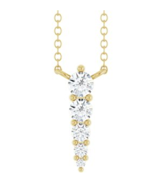 88766 Necklace 14K Yellow Set 5-Stone Natural Diamond Round 2.75 Mm Natural Diamond I1, G-H 18 Ctw 18 In Polished 15 Ctw Natural Diamond Graduated Bar Necklace