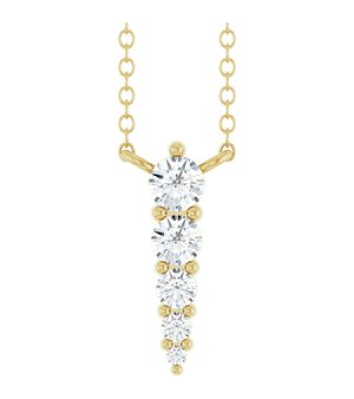 88766 Necklace 14K Yellow Set 5-Stone Natural Diamond Round 2.75 Mm Natural Diamond I1, G-H 18 Ctw 18 In Polished 15 Ctw Natural Diamond Graduated Bar Necklace