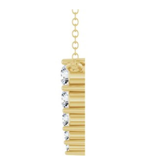 88766 Necklace 14K Yellow Set 5-Stone Natural Diamond Round 2.75 Mm Natural Diamond I1, G-H 18 Ctw 18 In Polished 15 Ctw Natural Diamond Graduated Bar Necklace