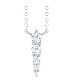 88766 Necklace Sterling Silver Set 5-Stone Lab-Grown Diamond Round 2.75 Mm Lab-Grown Diamond Si1-Si2, G-H 18 Ctw 18 In Polished 15 Ctw Lab-Grown Diamond Graduated Bar Necklace