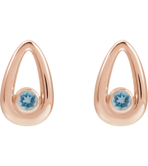 88772 14K Rose Set Round Natural Aquamarine Pair 3 Mm Friction Friction Backs Included Bezel Polished Natural Aquamarine Solitaire Geometric Earrings