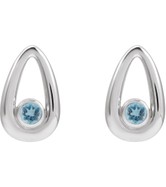 88772 Sterling Silver Set Round Natural Aquamarine Pair 3 Mm Friction Friction Backs Included Bezel Polished Natural Aquamarine Solitaire Geometric Earrings
