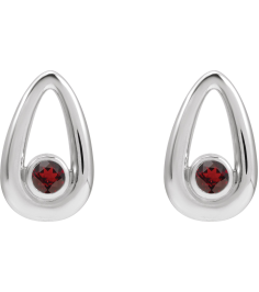 88772 14K White Set Round Natural Mozambique Garnet Pair 3 Mm Friction Friction Backs Included Bezel Polished Natural Mozambique Garnet Solitaire Geometric Earrings
