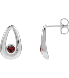 88772 Platinum Set Round Natural Mozambique Garnet Pair 3 Mm Friction Friction Backs Included Bezel Polished Natural Mozambique Garnet Solitaire Geometric Earrings