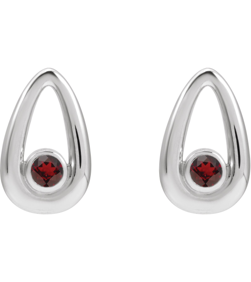 88772 Platinum Set Round Natural Mozambique Garnet Pair 3 Mm Friction Friction Backs Included Bezel Polished Natural Mozambique Garnet Solitaire Geometric Earrings