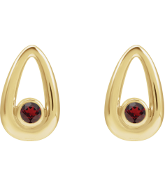 88772 14K Yellow Set Round Natural Mozambique Garnet Pair 3 Mm Friction Friction Backs Included Bezel Polished Natural Mozambique Garnet Solitaire Geometric Earrings