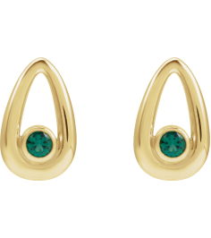 88772 14K Yellow Set Round Lab-Grown Emerald Pair 3 Mm Friction Friction Backs Included Bezel Polished Lab-Grown Emerald Solitaire Geometric Earrings