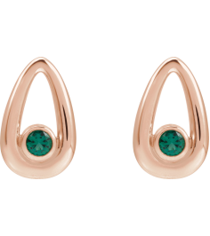 88772 14K Rose Set Round Lab-Grown Emerald Pair 3 Mm Friction Friction Backs Included Bezel Polished Lab-Grown Emerald Solitaire Geometric Earrings