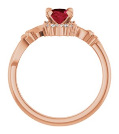 72462 Ring Set 14K Rose Lab-Grown Ruby Oval 7 X 5 Mm Natural Diamond Polished Lab-Grown Ruby And .08 Ctw Natural Diamond Ring