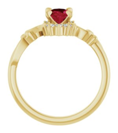 72462 Ring Set 14K Yellow Lab-Grown Ruby Oval 7 X 5 Mm Natural Diamond Polished Lab-Grown Ruby And .08 Ctw Natural Diamond Ring
