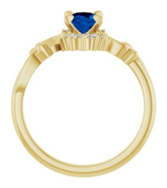 72462 Ring Set 14K Yellow Lab-Grown Blue Sapphire Oval 7 X 5 Mm Natural Diamond Polished Lab-Grown Blue Sapphire And .08 Ctw Natural Diamond Ring