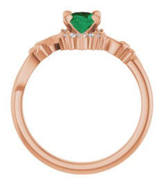 72462 Ring Set 14K Rose Lab-Grown Emerald Oval 7 X 5 Mm Natural Diamond Polished Lab-Grown Emerald And .08 Ctw Natural Diamond Ring