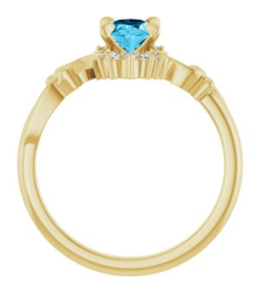 72462 Ring Set 14K Yellow Lab-Grown Aqua Sapphire Oval 7 X 5 Mm Natural Diamond Polished Lab-Grown Aqua Sapphire And .08 Ctw Natural Diamond Ring