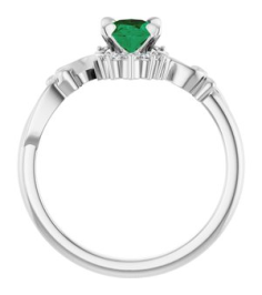 72462 Ring Set Platinum Lab-Grown Emerald Oval 7 X 5 Mm Natural Diamond Polished Lab-Grown Emerald And .08 Ctw Natural Diamond Ring